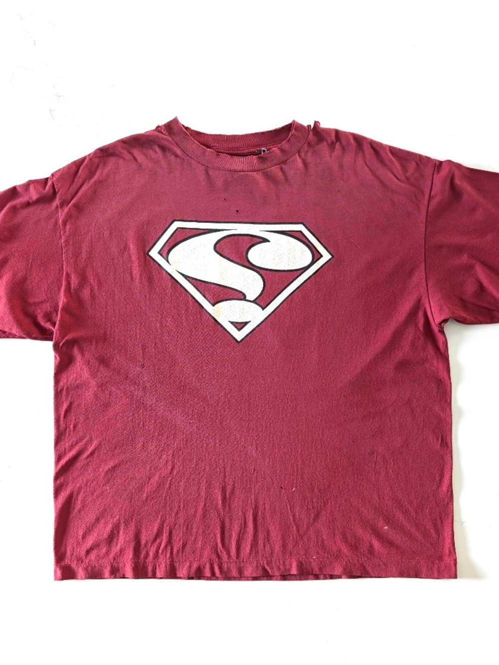 Saint Michael Saint Superman Distressed Heavy T-Shirt Size 2XL Red Made in Japan